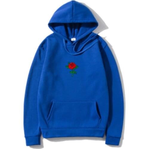 Harajuku Hoodie Sweatshirt Men Fashion Streetwear Rose flower Print Hoodies Tops Pullover mens hoody Hooded Sweatshirt clothes