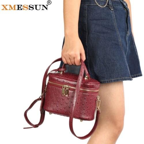 XMESSUN Saudi Arabia Brand Design Ostrich Leather Crossbody Bags For Women 2021 Simple Shoulder Tote Bag Lady Luxury Handbags