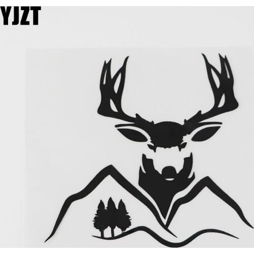 YJZT 11.8CMX10.8CM Cool Deer Forest Hunting Club Decal Vinyl Car Sticker Black/Silver 8A-0624