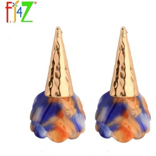 F.J4Z Hot Unusual Color Resin Stud Earrings Fashion Original Party Girly Earrings For Women Jewelry Accessories