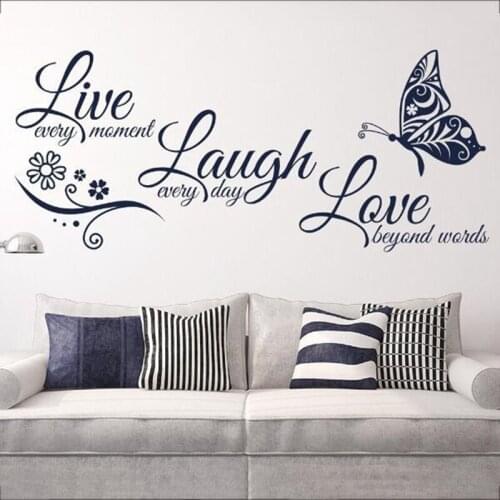 Live Laugh Love Butterfly Flower Wall Art Sticker Modern Wall Decals Quotes Vinyls Stickers Wall Stickers Home Decor Living Room