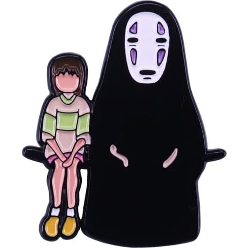 Chihiro and no face badge Spirited Away inspired best friends gift