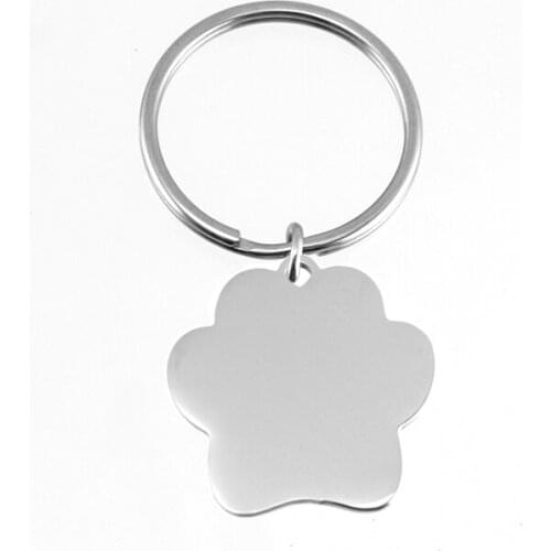 100% stainless steel Dog paw cat paw pendant Diy keychain mirror polished Charm wholesale 50pcs