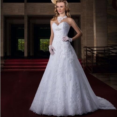 2016 New Arrival Custom Sweetheart Sleeveless Appliques Custom Wedding Gowns vestido de noiva curto Cheap Lace Wedding Dresses