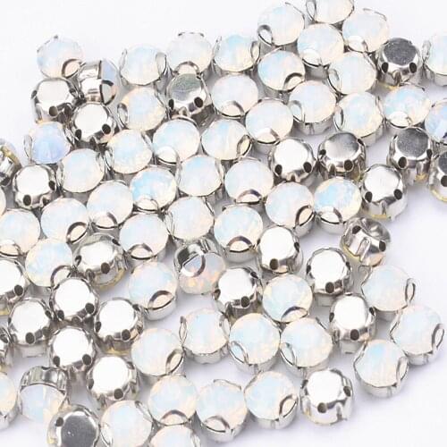 8Mm 200Pcs Sewing White Opal Crystals D Claw Rhinestones Bridal Diamond Appliques Sew On Stones Flat Back Strass Wedding Dress
