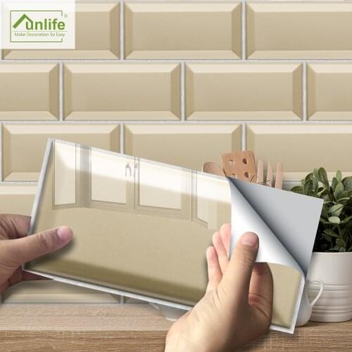 9/27/54pcs American Beige Terrazzo Tile Sticker Long Brick Wall Sticker Waterproof High Temperature Resistant Home Wallpaper 3D