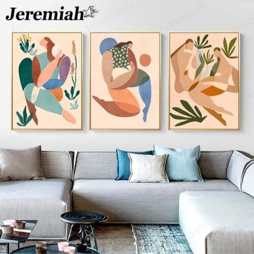 Abstract Character Canvas Poster Bohemian Style Character Pose Painting Wall Art Nordic Room Home Decoration