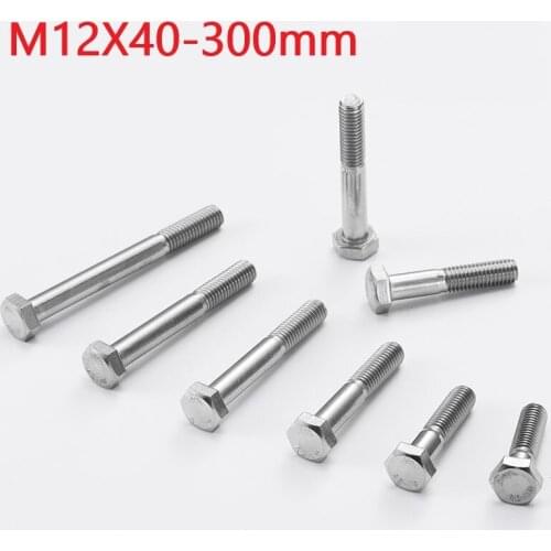 M12 Hexagon Head Half Tooth Bolts 12mm X 40 90 180 190 210 220 230 270 290 300mm 304 Stainless Steel Extended Half Thread Screws