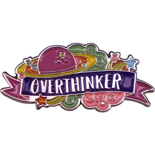 Planet Overthinker Pin Mental Health Anxiety OCD Brooch Gift