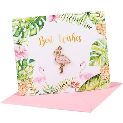Paper Greeting Cards Metal Flamingo Decor Wedding Birthday Anniversary Card