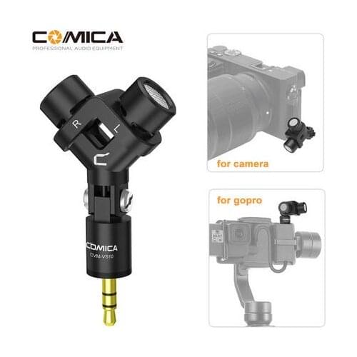 Comica CVM-VS10 XY Stereo Dual mic Microphone Mini Flexible 3.5mm Plug-in Microphone Mic for GOPRO Camera