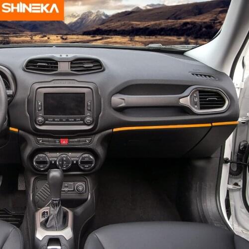 SHINEKA ABS Car Interior Dashboard Trims Air Condition Decoration Cover Strips Stickers Fit for Jeep Renegade 2015-2018