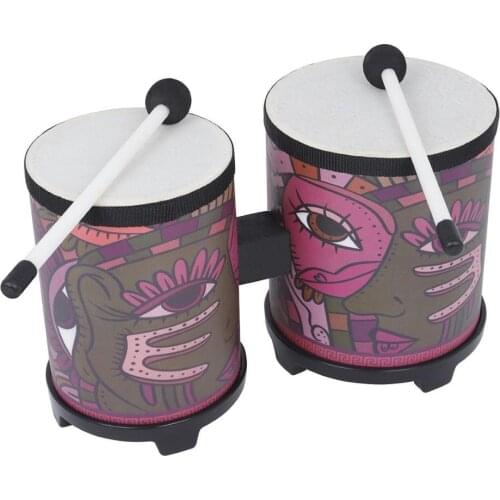 Kid Indian Applique Wooden Bongos Drum Percussion Music Instrument Education Toy