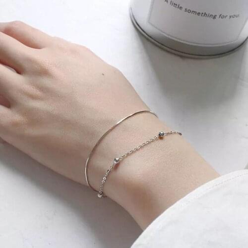 Double Round Bead Brushed For Women Geometric Snake Bone Chain Charm Simple Fashion Korean Female Valentines Jewelry BOYULIGE