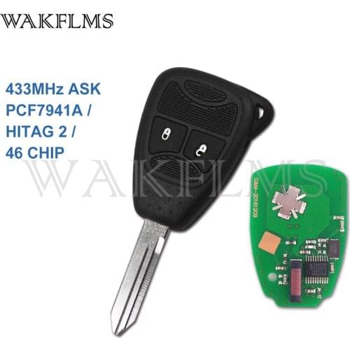 2 Button Smart Remote Key Fob With ID46 Chip 433mhz for Chrysler 300C Sebring PT Cruiser 05179516AA No Mark