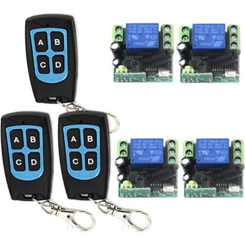 Hot sale 12V 10A 1 Channel relay remote control switch system 4 Receiver & 3 Transmitter model SKU: 5412
