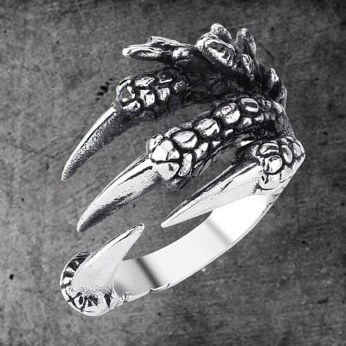 316L Stainless Steel Eagle Dragon Claw Halloween Skull Ring Hot Selling Mens Domineering Opening Rock Animal Jewe