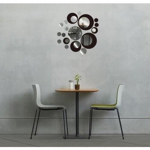 Circles Acrylic Mirror Modern Style Wall Clock Removable Decal Art Sticker Decor L4MB