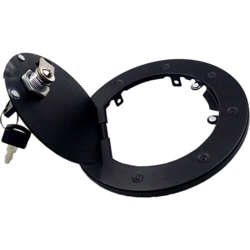 Locking Fuel Tank Door Gas Cap Cover, Black Powder Coated Steel Filler Cover