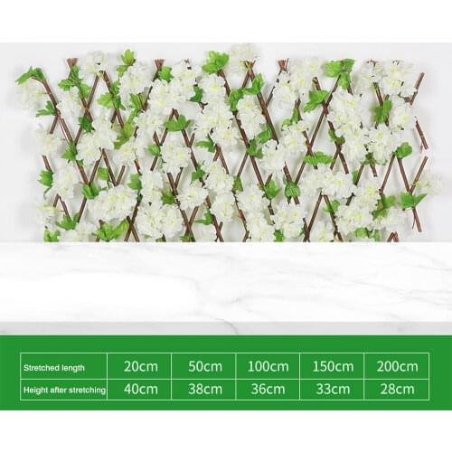 Hot Retractable Gardening Fence Willow Wooden Hedge With Artificial Flower Leaves Garden Decoration Screening Expanding Trellis