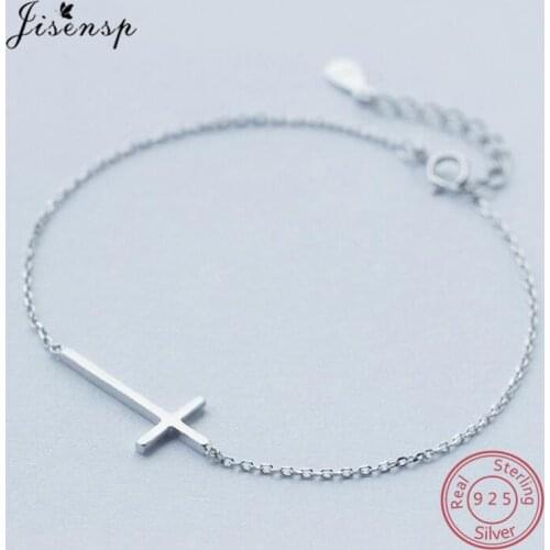 Minimalist 925 Sterling Silver Fashion Cross Charm Bracelets for Women Girls Religious Jewelry Sterling-Silver-Jewelry Gift