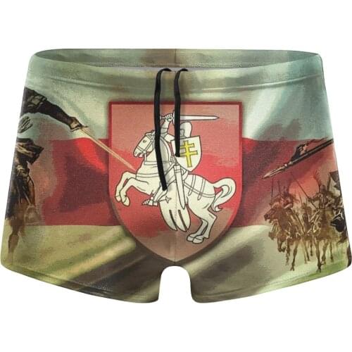 Mans Belarus White Knight Pagonya Swim Trunks Shorts Bandage adult Swimsuit surfing Swimming Trunk Swimwear Summer Bathing Suit