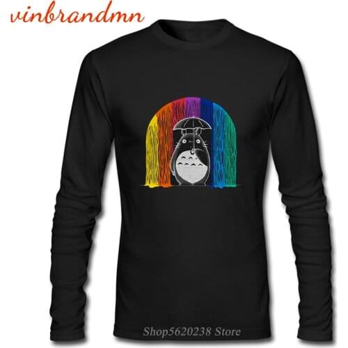Totoro Mens High Quality Tshirts Japanese Anime Spirit Away Print Long Sleeve T Shirts Miyazaki Hayao Cartoon Graphic T-Shirts
