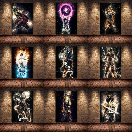 Dragon Ball Poster Japanese Anime Goku Vegeta Wall Art Canvas Painting Home Decoration Print Children Room Decoration Painting