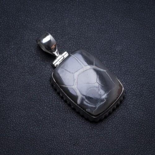 Natural Septarian Geode Handmade Unique 925 Sterling Silver Pendant 1.5" X1408