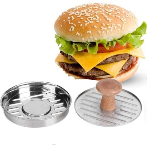 Stainless Steel Non-Stick Hamburger Maker Hamburger Press Round Shape Tool Meat Burger Maker Mold Kitchen Tool