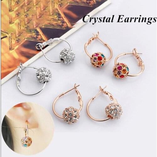2022New Trend Jewelry 3Style Fashion Crystal Ball Stud Earrings Luxury Multicolor Lucky Vintage Wedding Jewelry Gift For Women