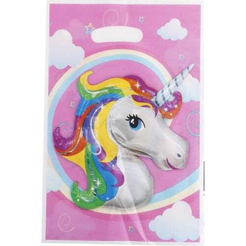 10pcs/lot Loot Bag For Kids Birthday/Festival Party Supplies Unicorn Theme Party Gift Bag Party Decor Plastic Candy Bag