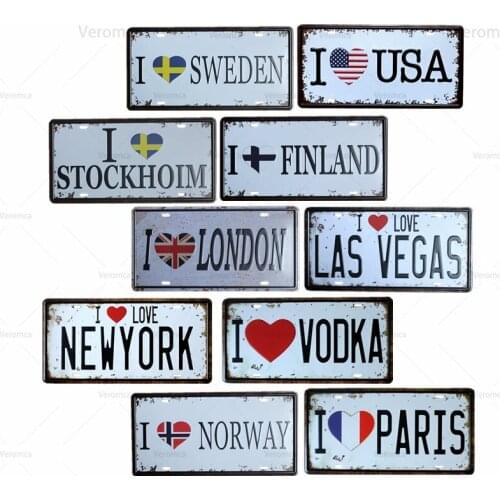USA London New York Patriot Metal Poster Vintage License Plates Metal Tin Signs Plaque Bar Pub Club Home Wall Art Decoration