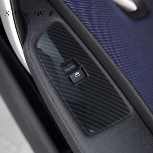 Car Styling For BMW 1 Series E81 Carbon fiber Interior Window Glass Lifting Buttons Frame Decoration Auto Covers Stickers Trim