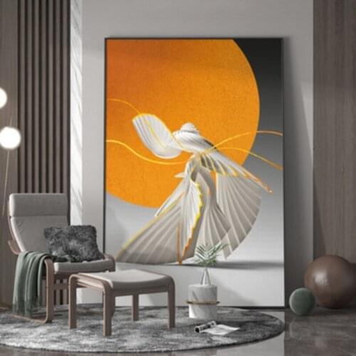 Modern Light Luxury Living Room Home Decoration Abstract Line Style Background Wall Frameless Printing Canvas Hanging Painting