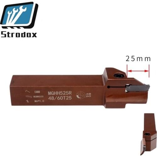 Face groove cutter bar high hardness lengthened shank spring steel grooving cutter body turning tools MGHH525R-48 60 T25 CNC 25R