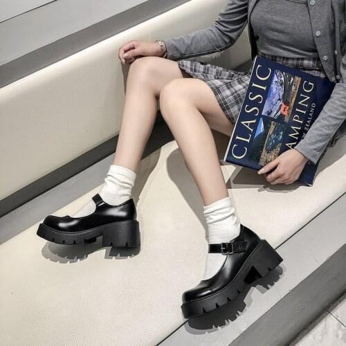 Shoes Lolita Shoes Female Mary Jane Shoes Female Retro Girls High Heels Platform Shoes College Students Large Size 39