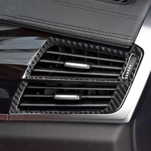Carbon fiber 4pcs Center Console Both Side Air Conditioning Outlet Frame Decoration Decals For BMW X5 F15 X6 F16 2014-18