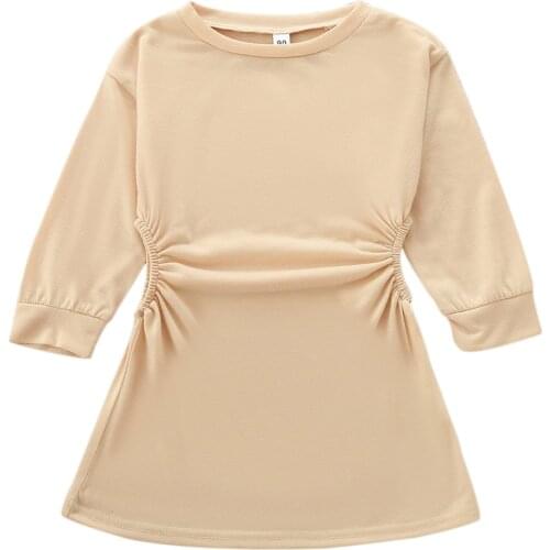 Citgeett Autumn Solid Kids Baby Girl Dress Long Sleeve Hollow Out Loose Casual Party Spring Clothes