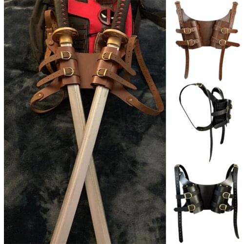 Medieval Vintage cosplay accessories knight leather back strap sheath war games & role-playing sword holder gothic pu sheath