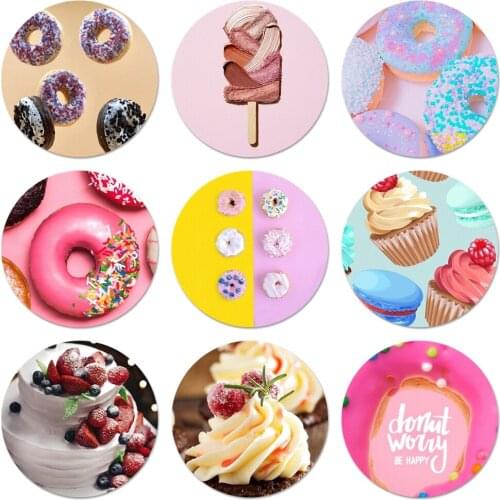 Tasty Cup cake Donuts dessert Icons Pins Badge Decoration Brooches Metal Badges For Backpack Decoration
