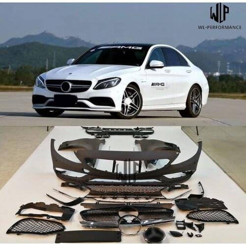 W205 PP Unpainted Car Body Kit Front Bumper Rear Bumper Fender Front Grill for Mercedes Benz W205 C300 C63 AMG 14-up