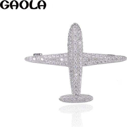 GAOLA New Fashion Classic Cubic Zirconia Airplane Brooches For Women Gifts Or Party Brooch GLX0217