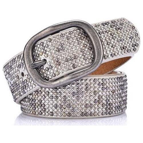 2019 New woman leather belt geometric rivet pin buckle PU belts for women fashion top quality leather strap for jeans