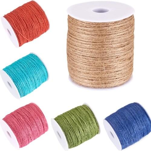 100m/roll 2mm 3-Ply Hemp Cord Hemp Twine Burlap Twisted Cord String for Jewelry Making Tag Rope DIY Gift Wrapping Party Supp