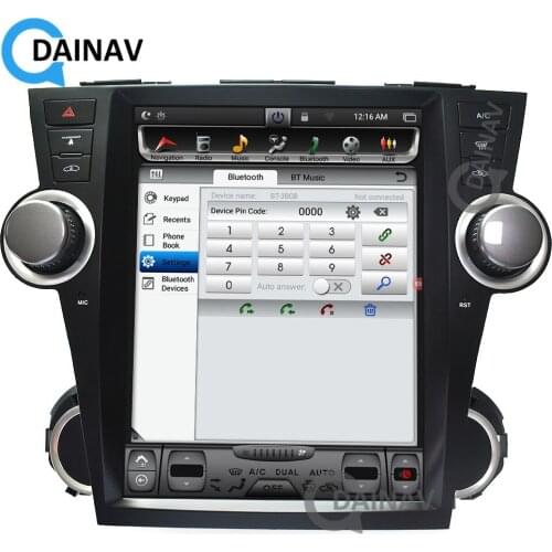 12.1 inch multimedia DVD player Car Radio GPS Navigation for-TOYOTA highlander 2008-2013 support carplay pure around view camera