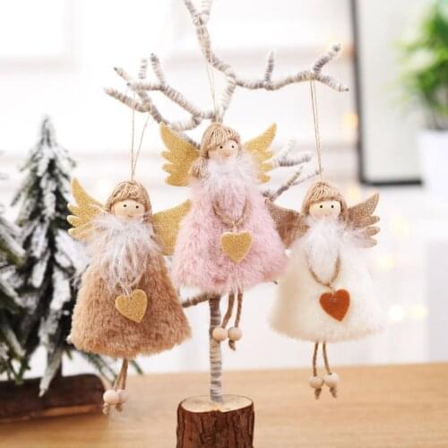 3pcs/set Lovely Christmas Angel Plush Doll Heart Toys Xmas Tree Pendants Ornaments Home Decoration