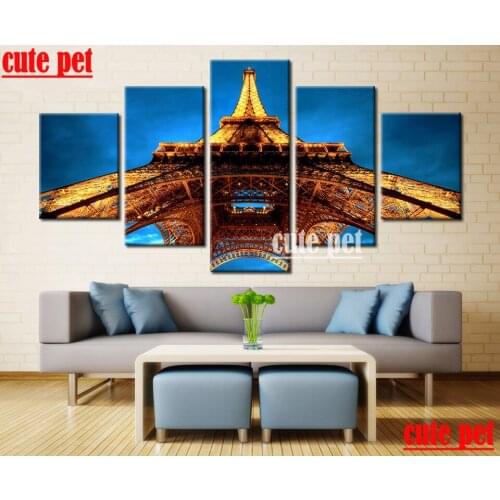 5D diamond painting Effei Tower Cross Stitch DIY diamond embroidery5PCS Rhinestone mosaic home decor Diamond Embroidery cute pet