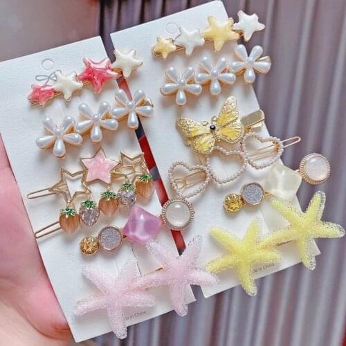 6pcs/set Simulated Pearl Crystal Hair Clip For Women Korean Fashion Hairpin Acrylic Barrett Girl Hairgrips Hair Accessories 2021