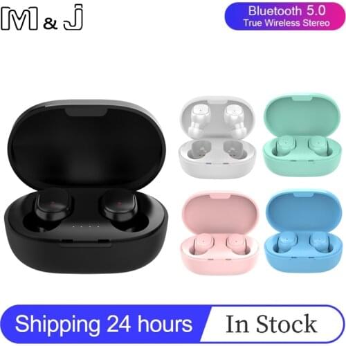 M&J A6S TWS Wireless Bluetooth 5.0 Headsets Earphones Stereo Headphones Sport Noise Cancelling Mini Earbuds for All Smart Phone